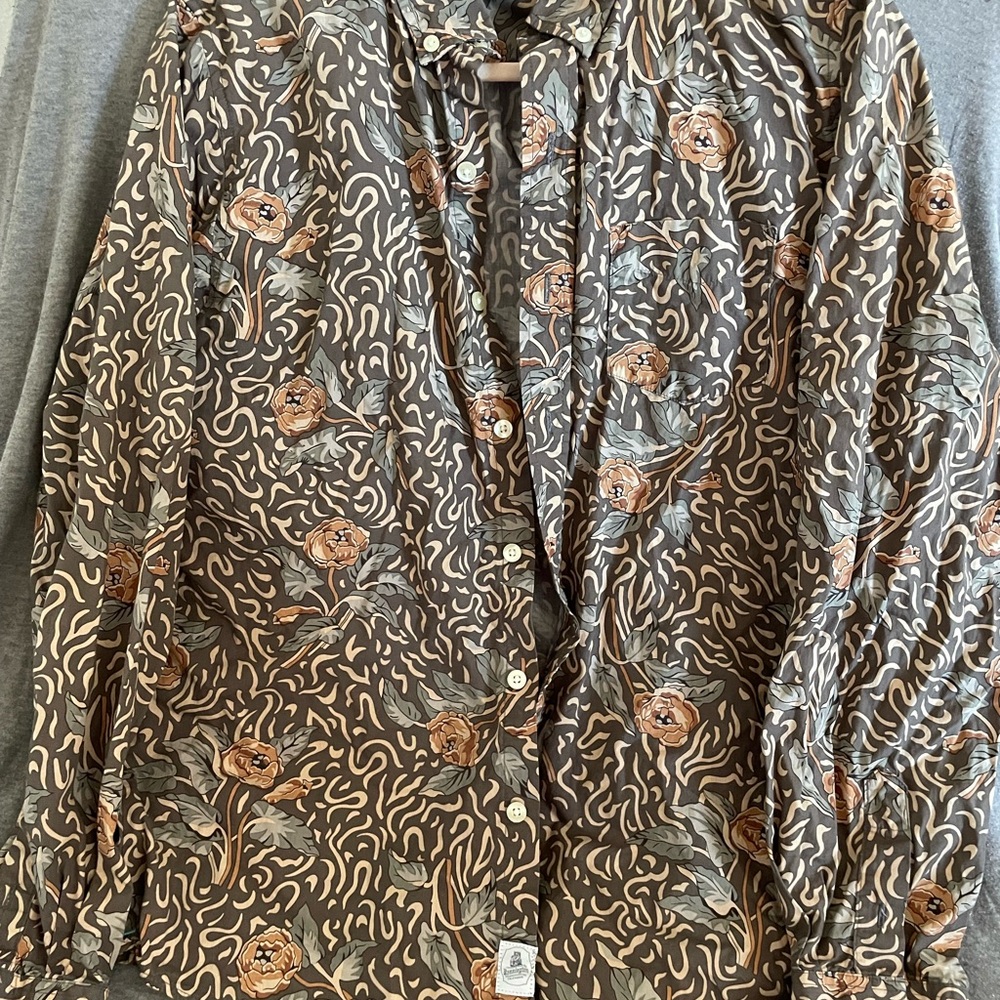 Kennington Vintage 100% Cotton Floral Patterned Men's Shirt L